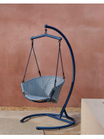 FORTE Sillón colgante en ratán tejido con estructura de aluminio y cojines incluidos para interior o exterior