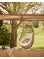 FLORA poltrona sospesa in rattan intrecciato con cuscini inclusi per interno o esterno