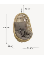 INDIANAPOLIS suspended armchair in woven rattan with cushion