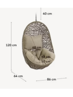 FLORA Hängesessel aus gewebtem Rattan mit Kissen