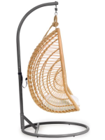STREET suspended armchair in woven rattan with steel frame and and cushions included for indoor or outdoor
