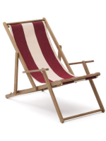 DOAR folding deckchair with armrests in solid acacia wood for outdoor use