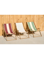 ACOBA folding deckchair with armrests in solid acacia wood for outdoor use