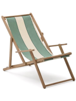 ACOBA folding deckchair with armrests in solid acacia wood for outdoor use