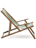 ACOBA folding deckchair with armrests in solid acacia wood for outdoor use