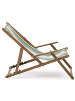 ACOBA folding deckchair with armrests in solid acacia wood for outdoor use