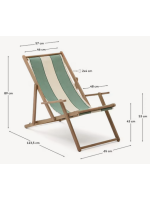 ACOBA transat pliante avec accoudoirs en bois d'acacia massif pour usage extérieur