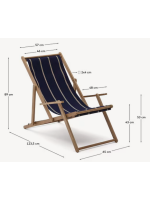 SEMI transat pliante avec accoudoirs en bois d'acacia massif pour usage extérieur