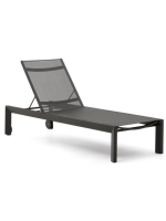 CERRY bain de soleil avec structure en aluminium et textilène gris foncé pour terrasse extérieure jardin