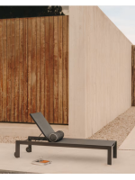 CERRY bain de soleil avec structure en aluminium et textilène gris foncé pour terrasse extérieure jardin
