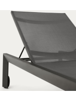 CERRY Tumbona con estructura de aluminio y textilene gris oscuro para terraza exterior jardín