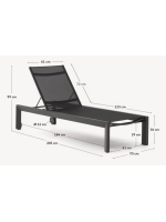 CERRY Tumbona con estructura de aluminio y textilene gris oscuro para terraza exterior jardín