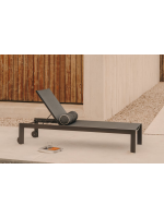 CERRY Tumbona con estructura de aluminio y textilene gris oscuro para terraza exterior jardín
