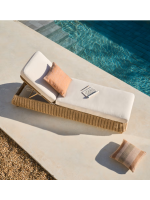 FLORIS Chaise longue en rotin synthétique et coussins amovibles pour terrasses de jardin et intérieurs de maison