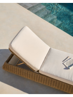 FLORIS Chaise longue en rotin synthétique et coussins amovibles pour terrasses de jardin et intérieurs de maison