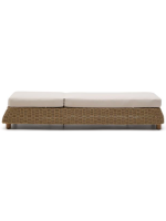 FLORIS Chaise longue en rotin synthétique et coussins amovibles pour terrasses de jardin et intérieurs de maison