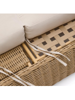 FLORIS Sonnenliege aus synthetischem Rattan und abnehmbaren Kissen für Gartenterrassen und Innenräume
