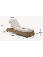 FLORIS Sonnenliege aus synthetischem Rattan und abnehmbaren Kissen für Gartenterrassen und Innenräume