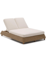 FLORIS Doppelte Sonnenliege aus synthetischem Rattan und abnehmbaren Kissen für Gartenterrassen und den Innenbereich