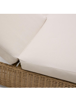 FLORIS Doppelte Sonnenliege aus synthetischem Rattan und abnehmbaren Kissen für Gartenterrassen und den Innenbereich
