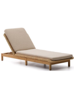 DONALD lettino sdraio prendisole in legno massello di teak e rattan sintetico e cuscini sfoderabili per giardino terrazzi