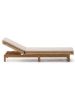 DONALD lettino sdraio prendisole in legno massello di teak e rattan sintetico e cuscini sfoderabili per giardino terrazzi