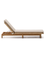 DONALD solid teak wood and synthetic rattan sun lounger and removable cushions for garden terraces