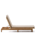 DONALD lettino sdraio prendisole in legno massello di teak e rattan sintetico e cuscini sfoderabili per giardino terrazzi