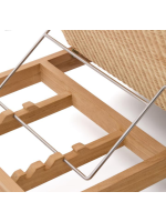 DONALD solid teak wood and synthetic rattan sun lounger and removable cushions for garden terraces