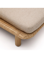 DONALD Sonnenliege aus massivem Teakholz und synthetischem Rattan und abnehmbaren Kissen für Gartenterrassen