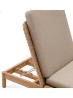 DONALD lettino sdraio prendisole in legno massello di teak e rattan sintetico e cuscini sfoderabili per giardino terrazzi