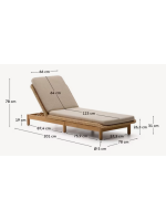 DONALD Bain de soleil en bois de teck massif et rotin synthétique et coussins amovibles pour terrasses de jardin