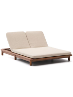 ARMONICA transat chaise longue double en bois de teck avec coussins pour terrasses de jardin extérieures et intérieurs de maison