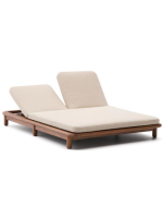 ARMONICA transat chaise longue double en bois de teck avec coussins pour terrasses de jardin extérieures et intérieurs de maison