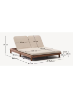 ARMONICA Double sun lounger in teak wood with cushions for outdoor garden terraces and home interiors