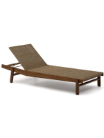 LUGANO lettino sdraio prendisole in legno massello di teak e rattan sintetico per giardino terrazzi