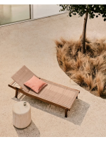 LUGANO lettino sdraio prendisole in legno massello di teak e rattan sintetico per giardino terrazzi