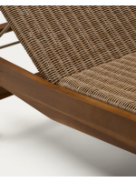 LUGANO lettino sdraio prendisole in legno massello di teak e rattan sintetico per giardino terrazzi