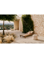 LUGANO solid teak wood and synthetic rattan sun lounger for garden terraces