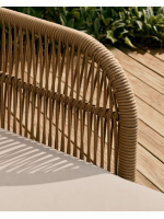 GIRONA Bain de soleil double en acacia massif et corde polyester et coussins pour utilisation extérieure ou intérieure