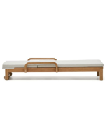 SAURA solid eucalyptus wood sun lounger with wheels and removable cushions for outdoor garden terraces
