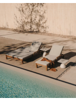 AFRA transat double en bois d'eucalyptus massif avec roulettes et coussins amovibles pour terrasses de jardin extérieures