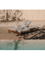 AFRA transat double en bois d'eucalyptus massif avec roulettes et coussins amovibles pour terrasses de jardin extérieures