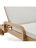 AFRA solid eucalyptus wood double sun lounger with wheels and removable cushions for outdoor garden terraces