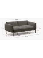 FACER canapé en aluminium gris et coussins gris en tissu déhoussable