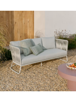 ELISABETH divano L 189 cm in corda e in metallo verniciato per interno ed esterno giardino terrazzi