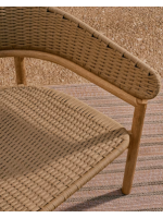 SAMORA Sofá en madera maciza de acacia natural y cuerda para jardín exterior o terraza