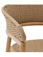 SAMORA Sofá en madera maciza de acacia natural y cuerda para jardín exterior o terraza