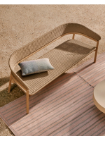 SAMORA Sofá en madera maciza de acacia natural y cuerda para jardín exterior o terraza
