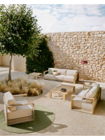 LINKA Canapé 2 places 174 cm en bois d'acacia finition claire pour terrasses jardin extérieures et intérieur la maison